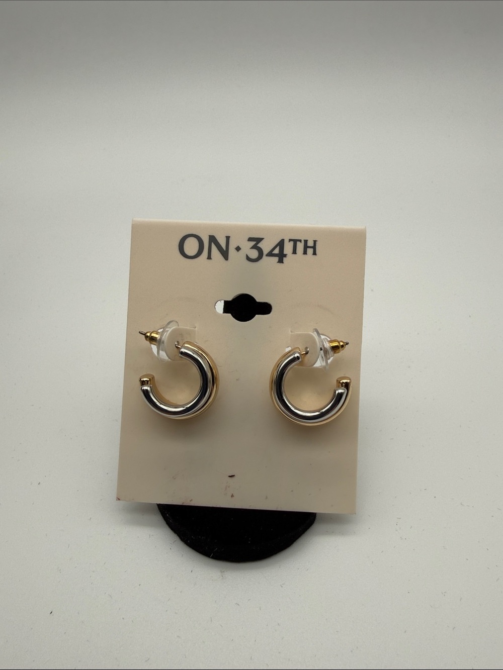 ON·34TH Two-Tone Silver and Gold Mini Hoop Earrings